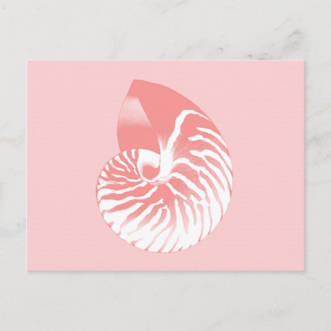 Postal Cubierta de Nautilus - rosa de coral y blanco (Anverso)