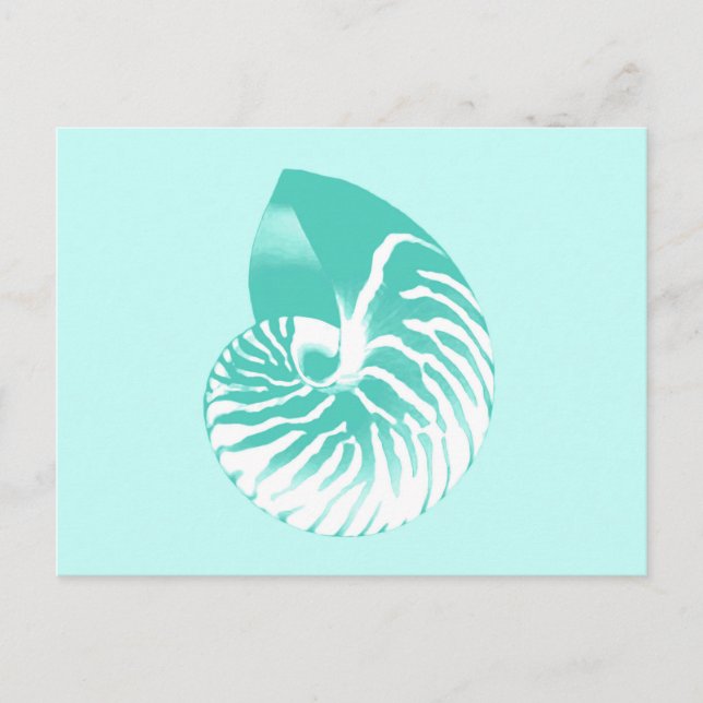 Postal Cubierta de Nautilus - turquesa, aqua y blanco (Anverso)