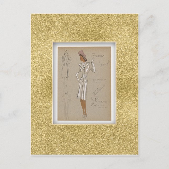 Postal Cubierta de repuesto con traje de dos piezas. Años (Anverso)