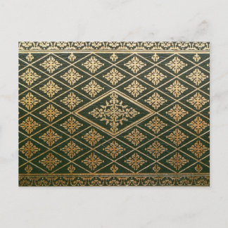 Postal Cubierta del libro de cuero antiguo verde y oro