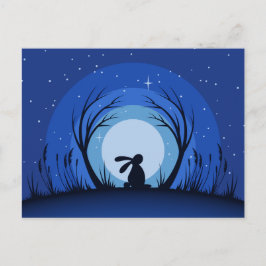 Postal Cubierta, Silhouette de luz lunar conejo