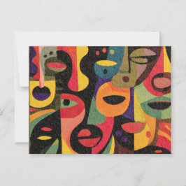 Postal Cubismo colorido moderno Abstracto Caras Postcard