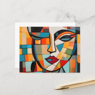 Postal Cubismo Resumen de la cara de la dama
