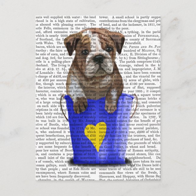 Postal Cubo De Amor Azul bulldog (Anverso)