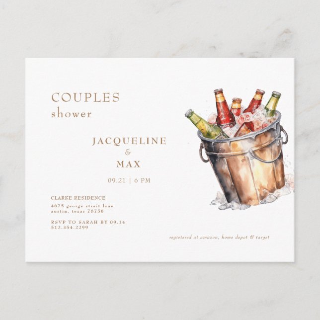 Postal Cubo de cerdos de cerdos de ducha de matrimonio (Anverso)