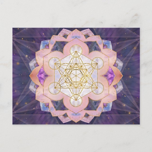 Postal Cubo de Metatron en Gemstone lotus (Anverso)