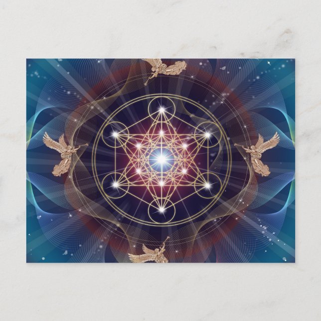 Postal Cubo de Metatron - Merkabah - Geometría sagrada (Anverso)