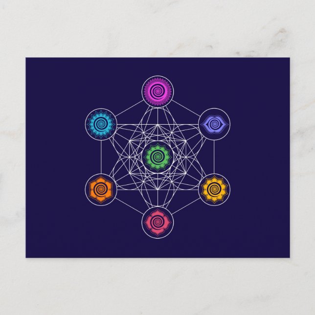 Postal Cubo Metatrones, Chakras, Centros de Energía Cósmi (Anverso)