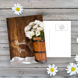 Postal Cubo y White Daisies Barn Boda Gracias