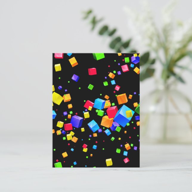 Postal Cubos coloridos 2 (Anverso de pie)