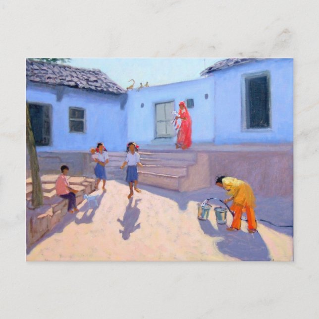 Postal Cubos de agua llenos Rajasthan India (Anverso)