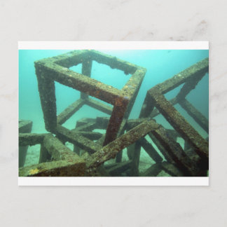 Postal Cubos de concreto bajo el agua, arte abstracto