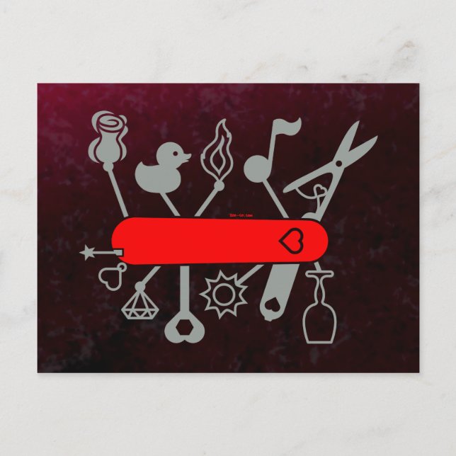 Postal Cuchillo del ejército suizo para amantes (Anverso)