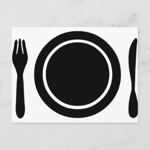 Postal Cuchillo, tenedor y plato.