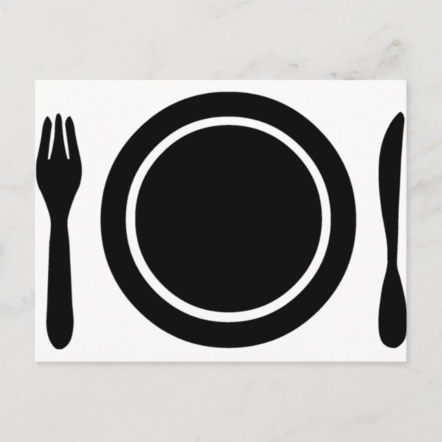 Postal Cuchillo, tenedor y plato. (Anverso)