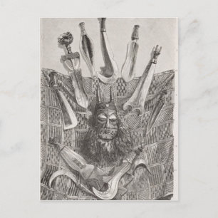Postal Cuchillos, máscaras y esteras del Alto Congo