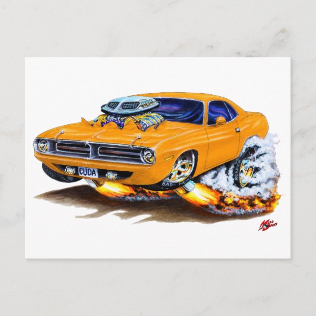 Postal Cuda Naranja Auto 1970 (Anverso)