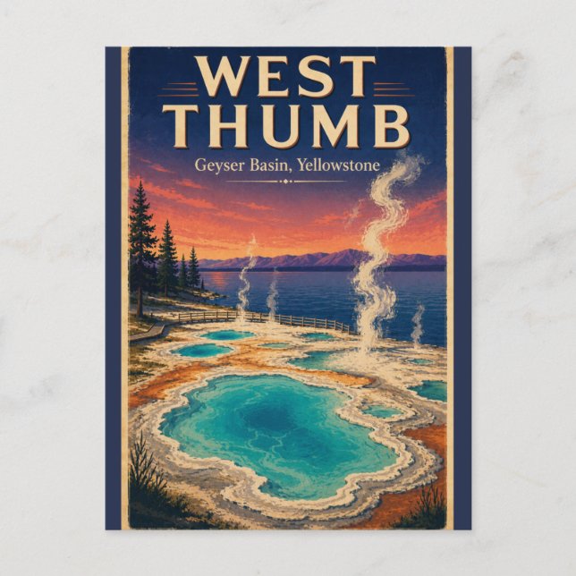 Postal Cuenca de géiseres West Thumb Yellowstone Viaje Vi (Anverso)