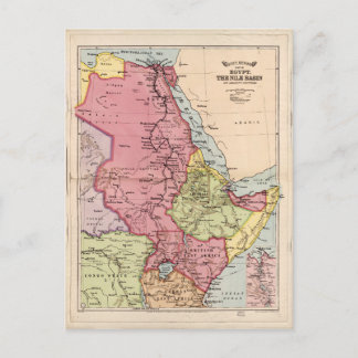 Postal Cuenca del Nilo, Mapa de Egipto (1916)