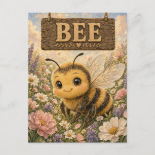 Postal Cuento de bebé abeja linda guardería animal