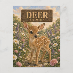 Postal Cuento de bebé animal de vivero ciervo lindo