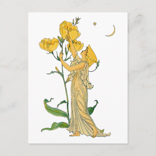 Postal Cuento de Hadas Antiguo, Primula, Walter Crane (Anverso)