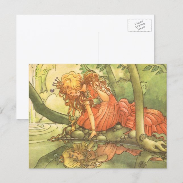 Postal Cuento de Hadas Antiguo, Princesa del Príncipe Ran (Anverso / Reverso)