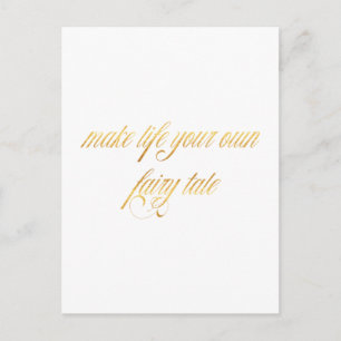 Postal Cuento de hadas Cita Relieve metalizado Faux Gold