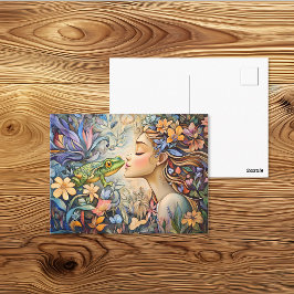 Postal Cuento de Hadas de la Princesa Caprichosa Besando