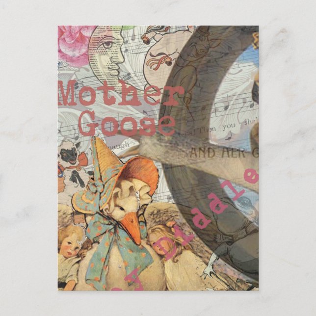 Postal Cuento de Hadas de la Rima Infantil de Mamá Gansa (Anverso)