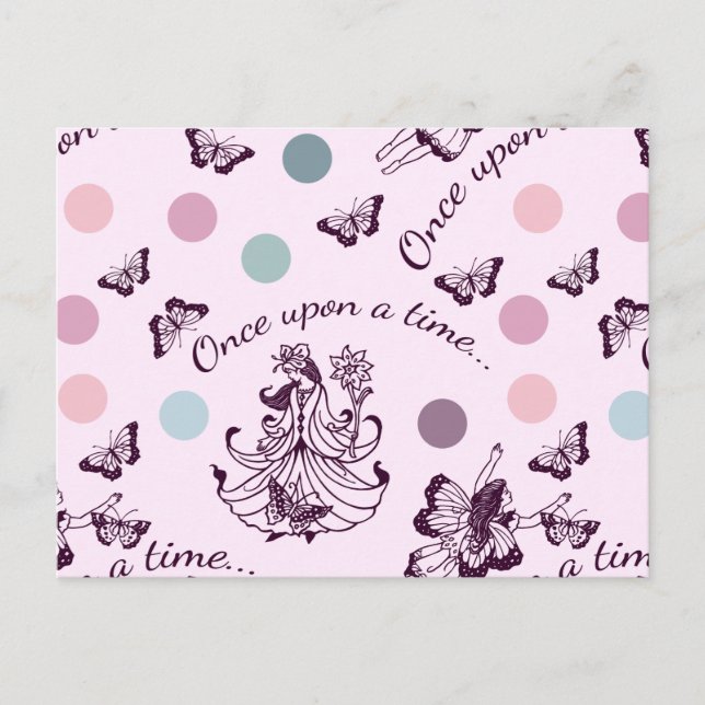 Postal Cuento de Hadas Érase una Vez con Mariposas (Anverso)