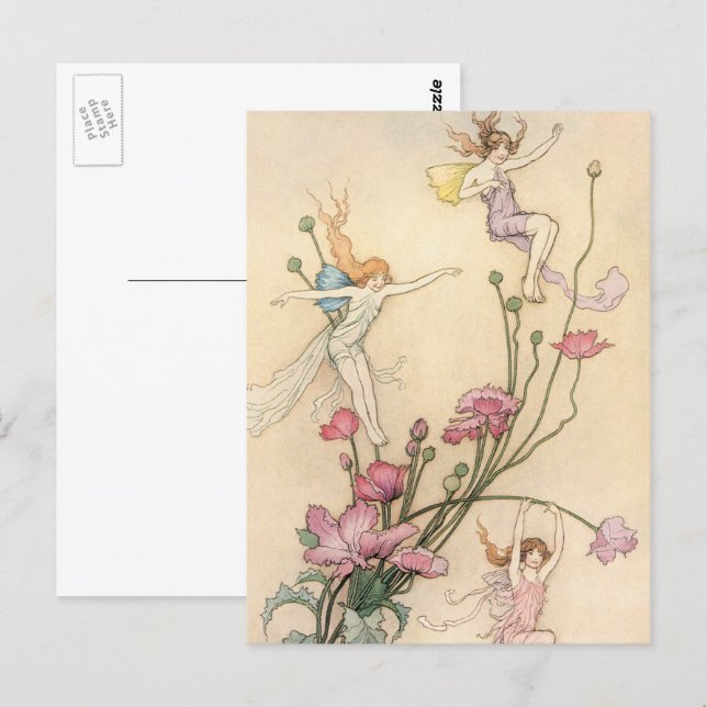 Postal Cuentos de Hadas Antiguos, Tres Espíritus Llenos d (Anverso / Reverso)