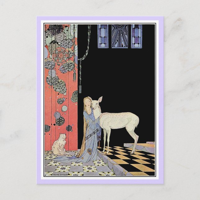 Postal Cuentos de hadas franceses: Blondine y Bonne-Biche (Anverso)