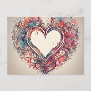 Postal Cuerdas del corazón - pintura de corazón en acuare