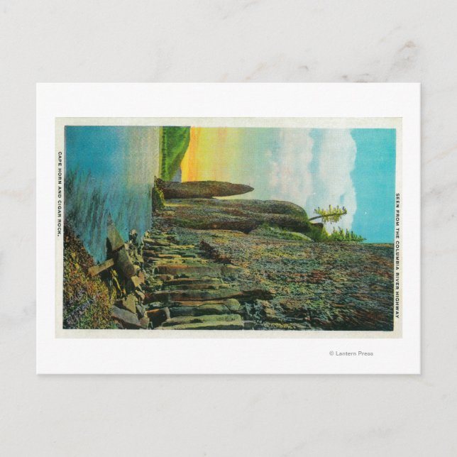 Postal Cuerno de Cabo y Roca del Cigar en el río Columbia (Anverso)