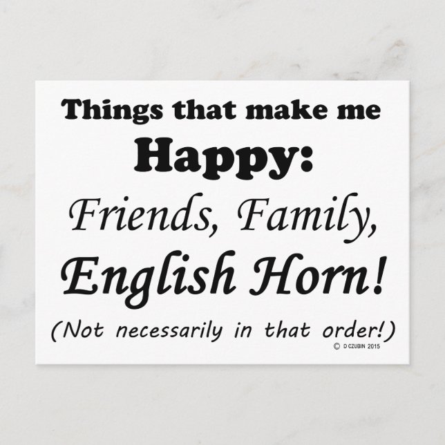 Postal Cuerno de inglés me hace feliz (Anverso)
