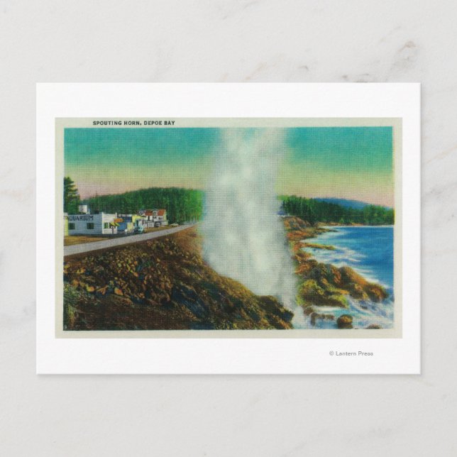 Postal Cuerno de spouting en Depoe Bay, Oregón (Anverso)