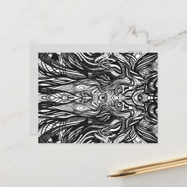 Postal Cuerpo de la cara de búho negro (Anverso/Reverso In Situ)