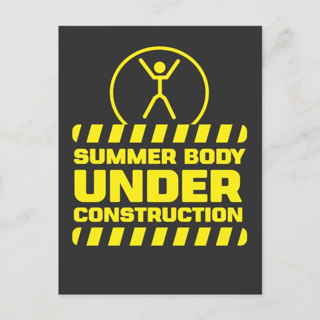 Postal Cuerpo de verano bajo construcción Funny Fitness E (Anverso)