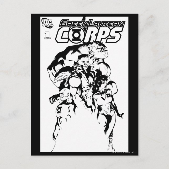Postal Cuerpos de linternas verdes, negros y blancos (Anverso)