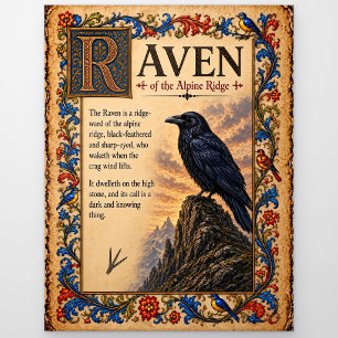 Postal Cuervo, Arte de Bestiario Medieval
