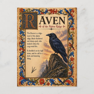 Postal Cuervo, Arte de Bestiario Medieval