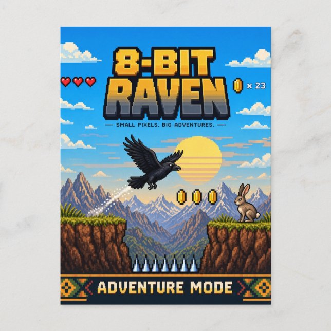 Postal Cuervo, Arte de Pixel Retro de 8 Bits (Anverso)