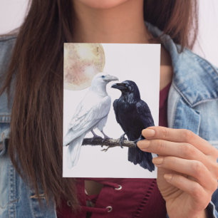 Postal Cuervo blanco y negro