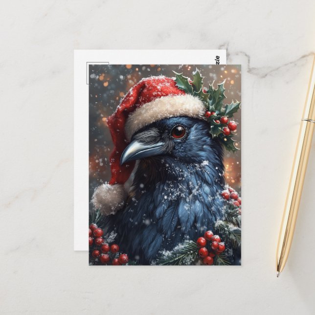 Postal Cuervo de Navidad (Anverso/Reverso In Situ)