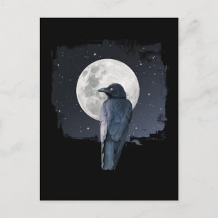 Postal Cuervo del Bosque Luna Fría