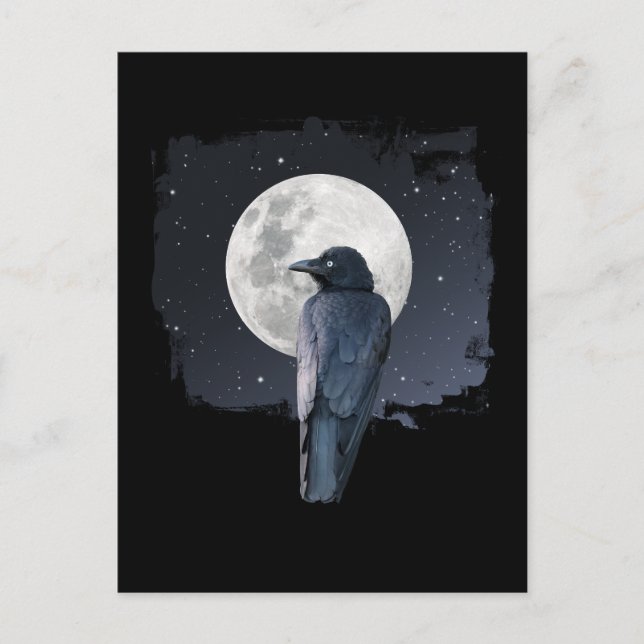 Postal Cuervo del Bosque Luna Fría (Anverso)