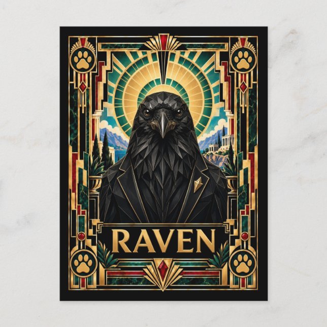Postal Cuervo, Fauna Art Déco (Anverso)