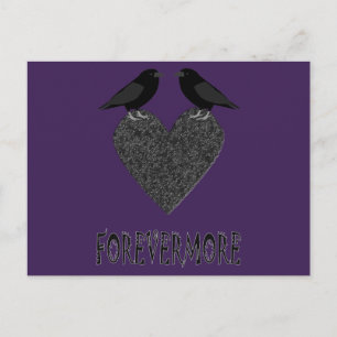 Postal Cuervos góticos y corazón negro