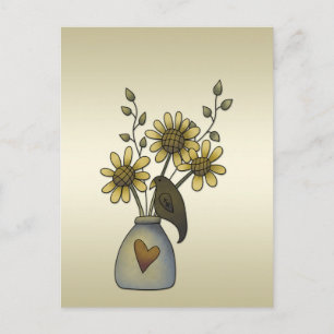 Postal Cuervos primitivos girasoles 